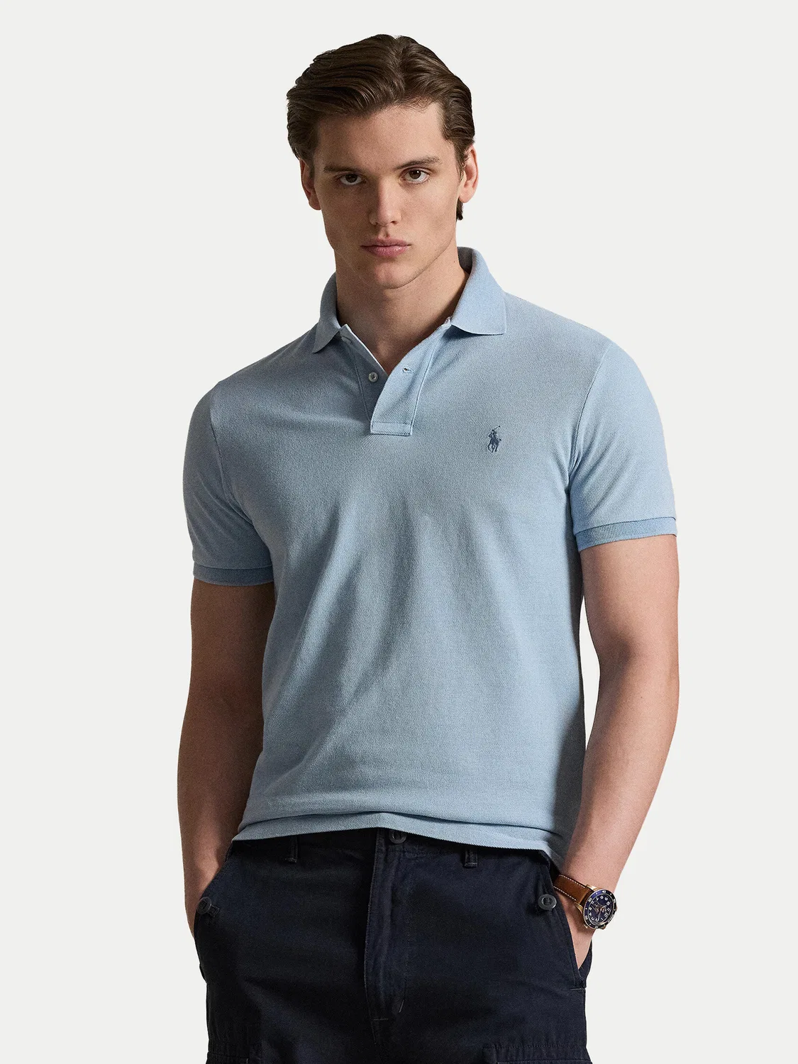 Мужское поло приталенного кроя Polo Ralph Lauren, голубой
