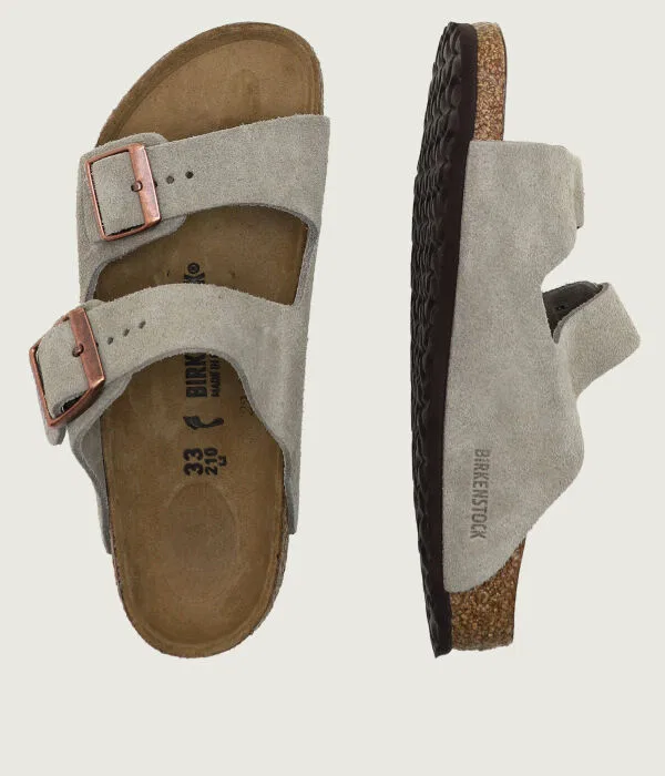 Детские сланцы из натуральной кожи Arizona Birkenstock, серый — фото 4