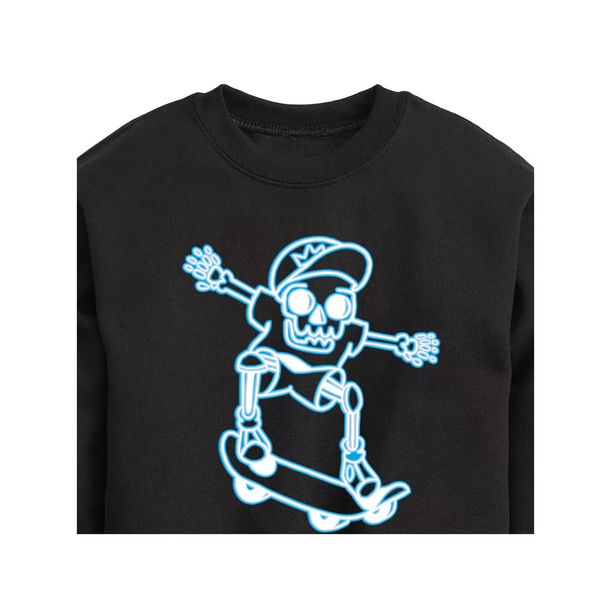 Детское свитшот для мальчиков с принтом Skeletons Ride Skateboards Too Instant Message, Black — фото 2