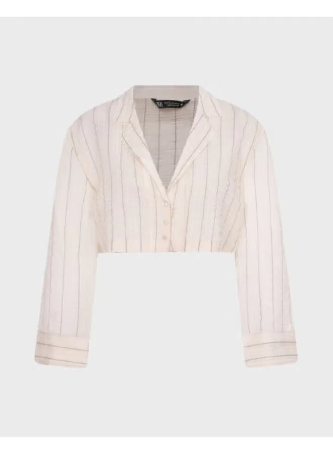 Рубашка с коротким рукавом в полоску Zara, светло-хаки
