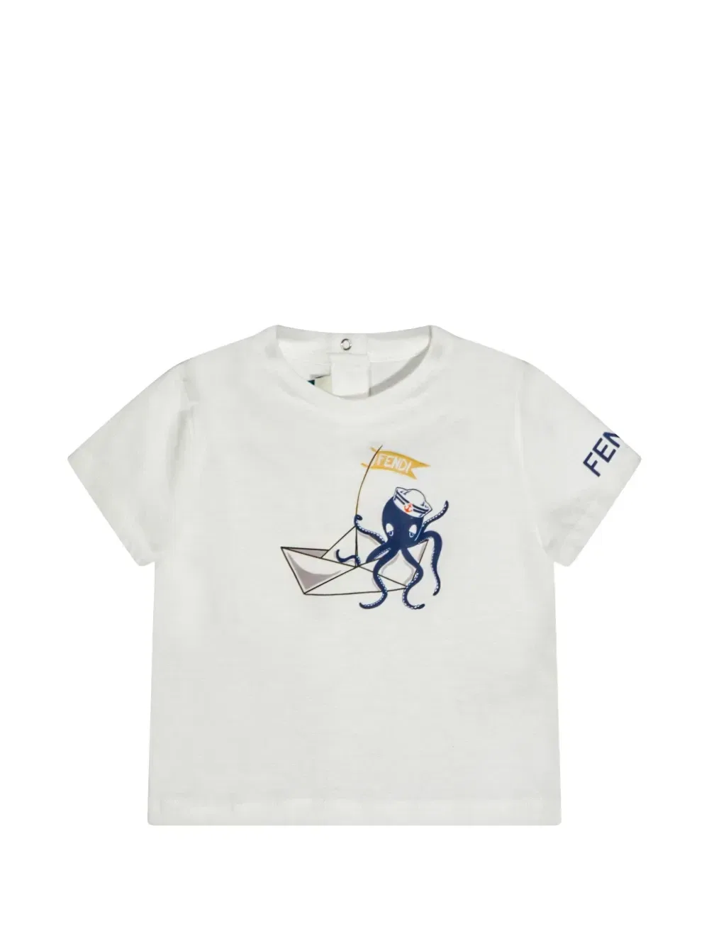 Футболка из хлопка с принтом осьминога Fendi Kids, белый