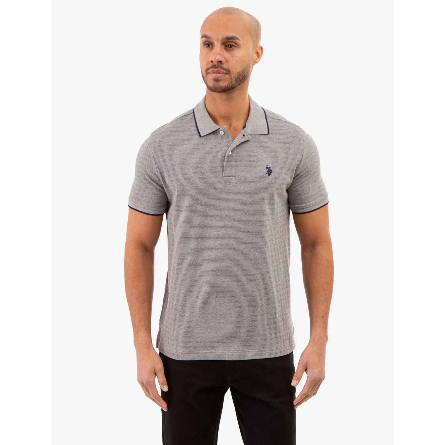 

Футболка-поло U.S. Polo Assn Jacquard marled stripe, серый
