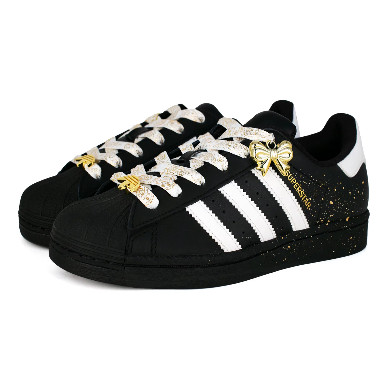 Детские кеды для скейтбординга с мыском-ракушкой Adidas Originals Superstar, Цвет Black Gold — фото 4
