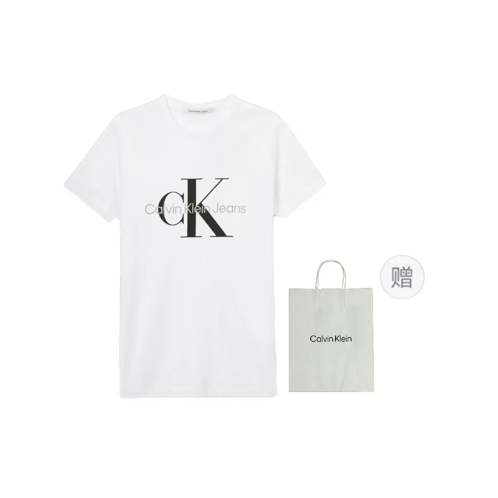 Футболка с принтом, slim fit, Calvin Klein, White