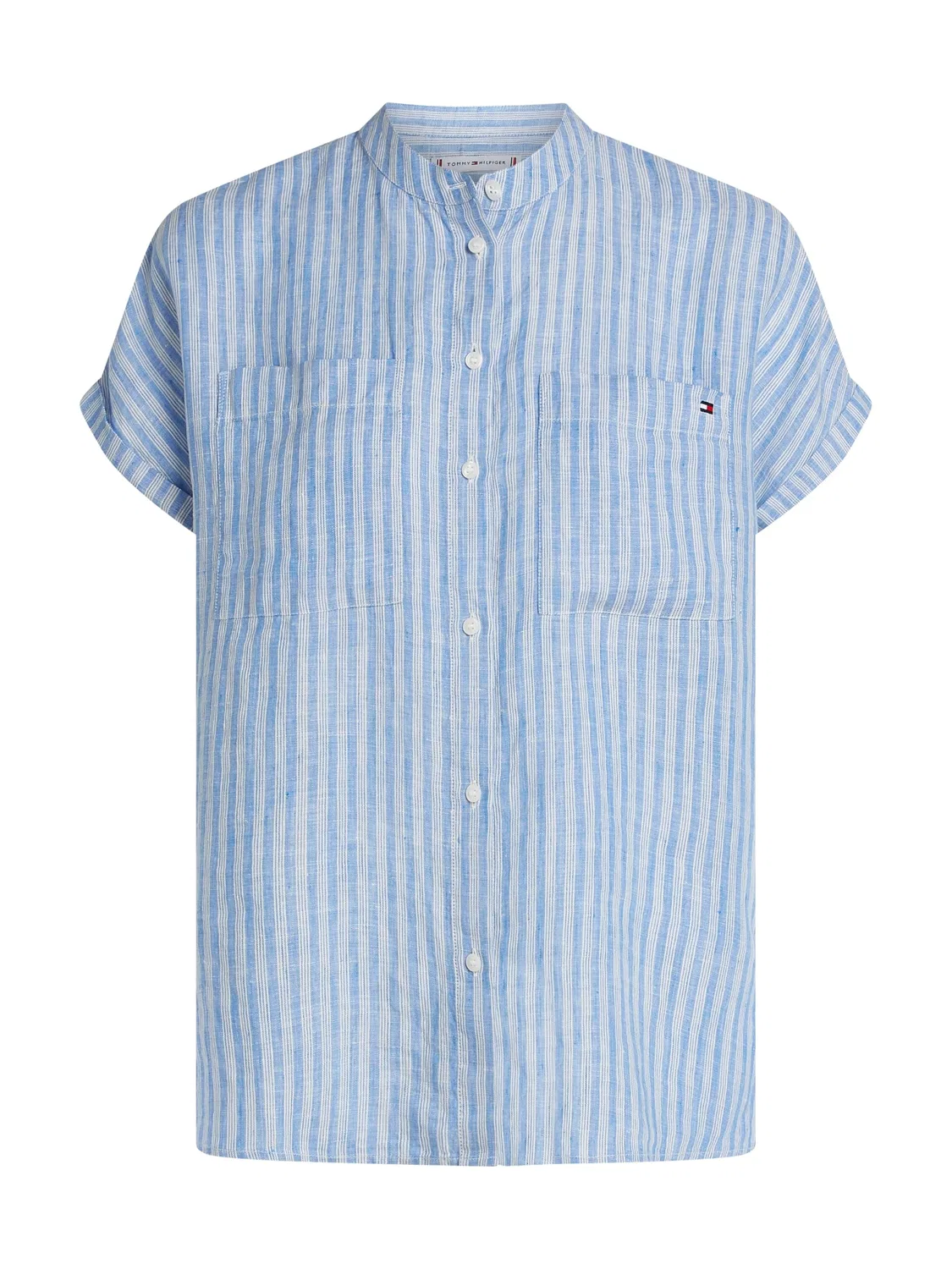 Женская блуза льняная без воротника Tommy Hilfiger, Blue (Multiple Stp/Blue Spell)