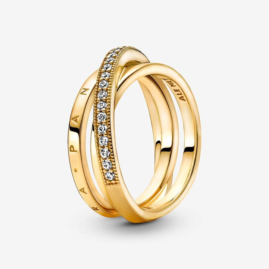 

Кольцо Pandora Signature Crossover Pave Triple Band, золото