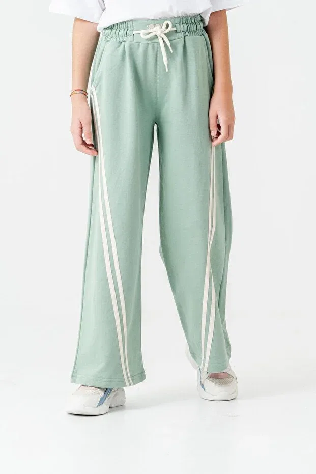 Детские спортивные штаны для девочек с широкой штаниной Mışıl Kids, Mint Green — фото 3