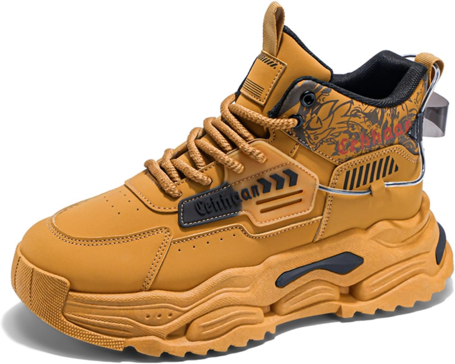 

Мужские модные высокие кроссовки с массивной подошвой - обувь для прогулок с амортизирующей стелькой и противоскользящим дизайном, Дышащая обувь из сетки для городской жизни и активного отдыха Lshwcift, хаки