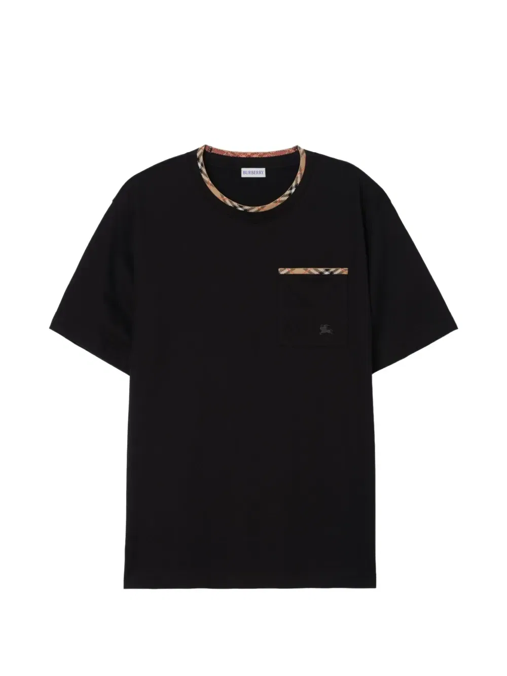 Футболка Burberry из хлопка с окантовкой в клетку, черный