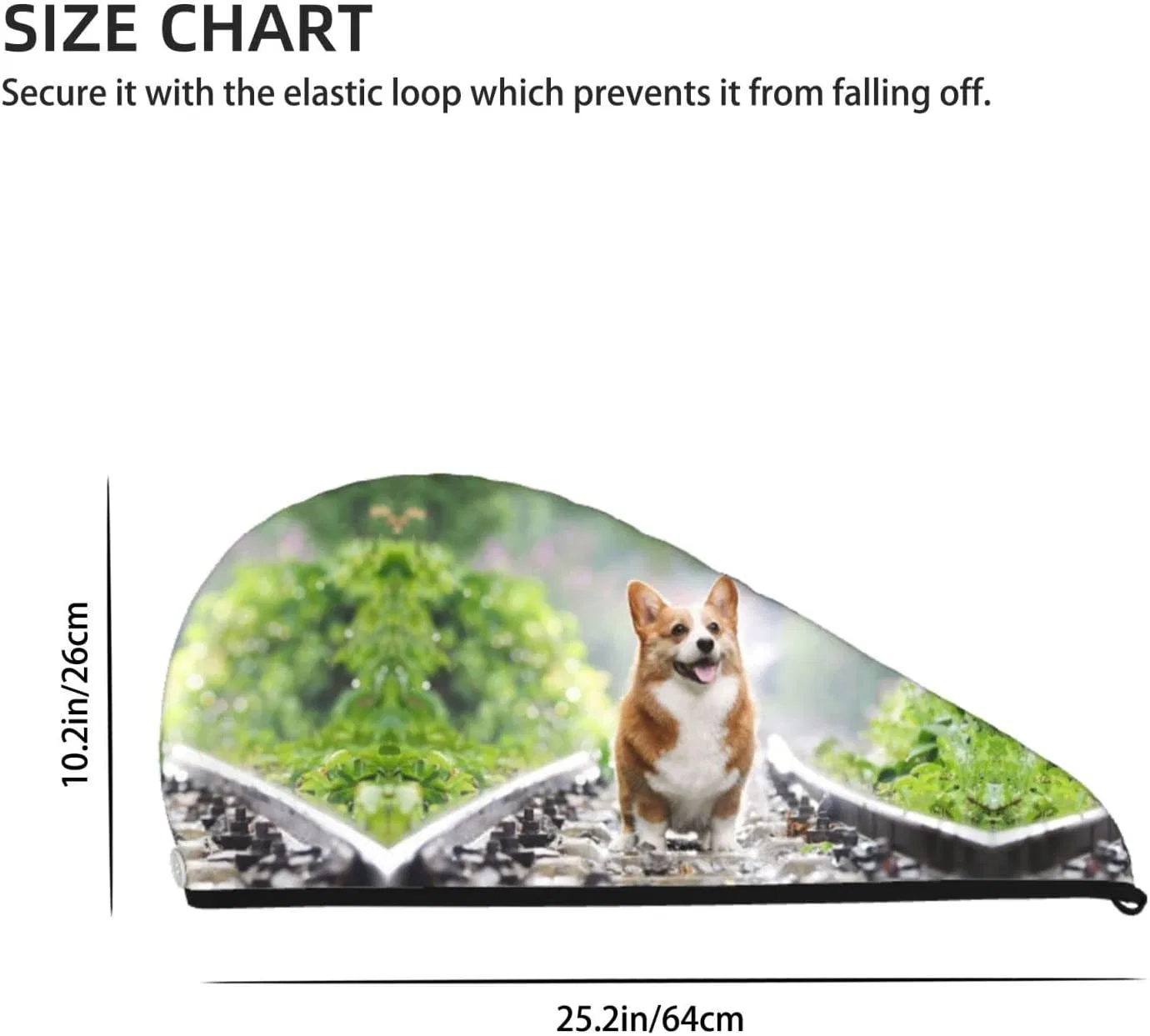 Шапочка для душа с принтом Corgi, Debou, полиэстер, 26.9x65 см — фото 4