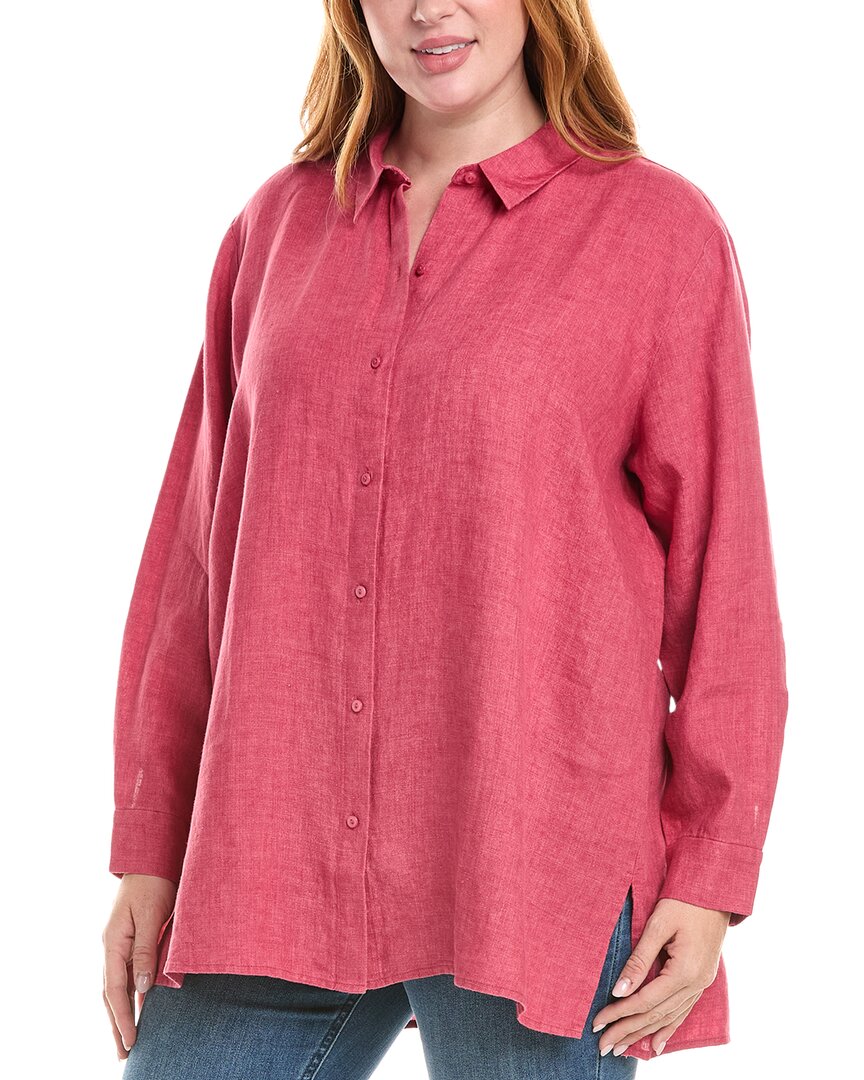 

Классическая льняная рубашка с воротником EILEEN FISHER Plus, розовый