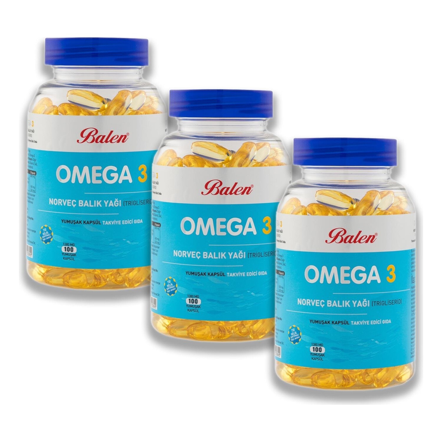 

Норвежский рыбий жир Balen Omega-3 (триглицерид) 1380 мг, 3 упаковки по 100 капсул