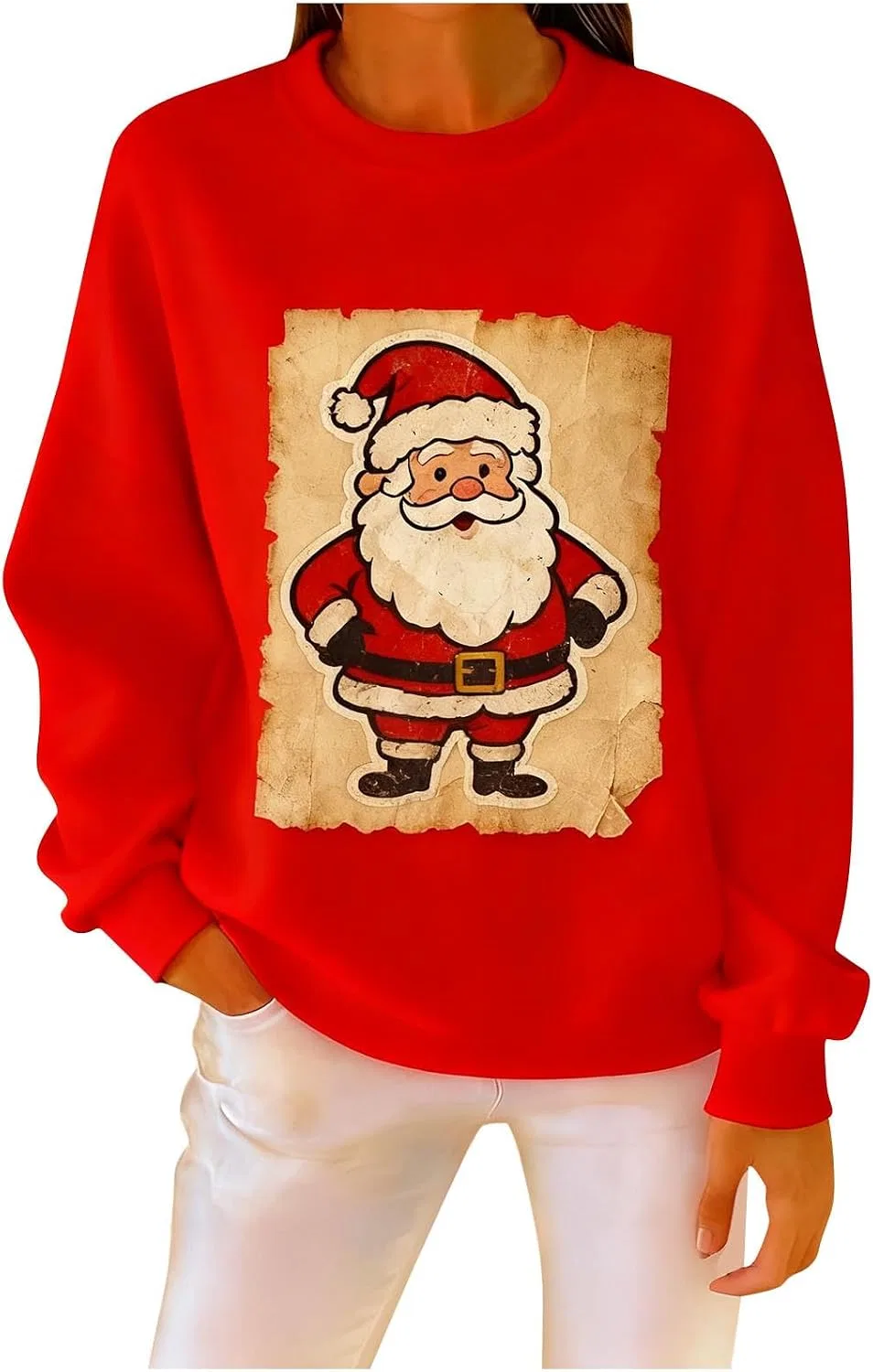 Женский свитшот с принтом Vintage Santa Graphic, красный