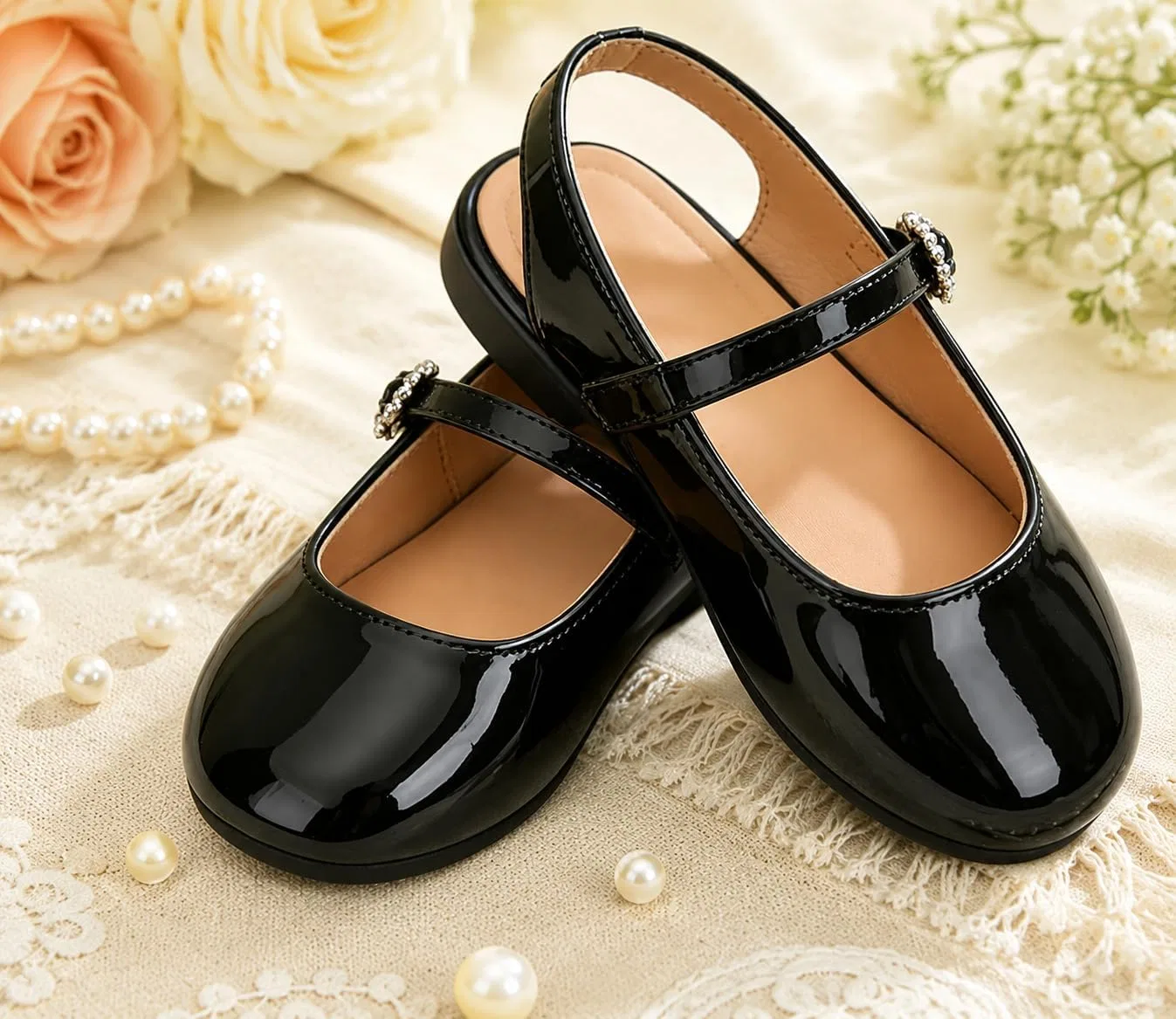 Детские туфли Мэри Джейн для девочек yanyinfootwear, Black/Pat — фото 3