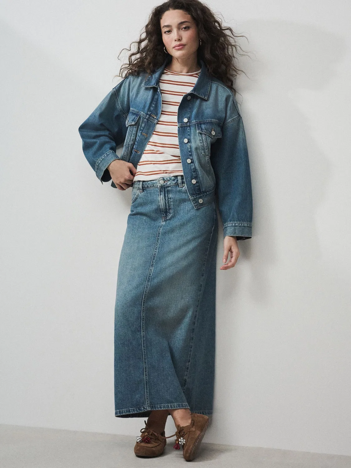 Юбка джинсовая макси, колонна, Light Blue Next