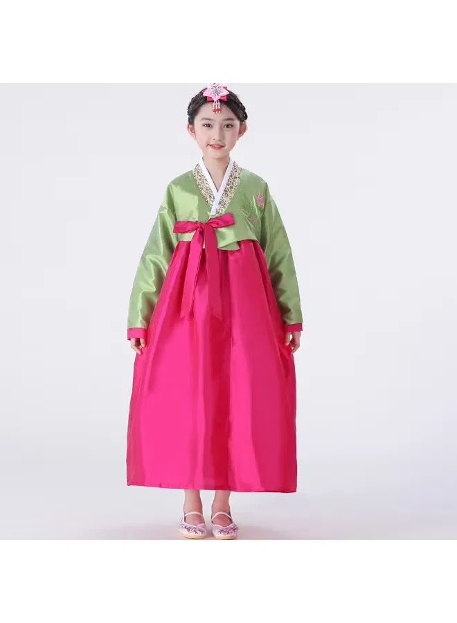Костюм ханбок с шелковой юбкой комплект Korean girls kids hanbok Al Aoyama, зеленый — фото 2