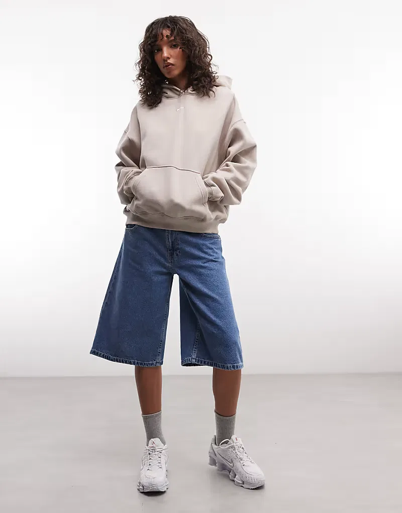 Толстовка Nike Studio Fleece средней плотности, свободного кроя, кремовый — фото 2