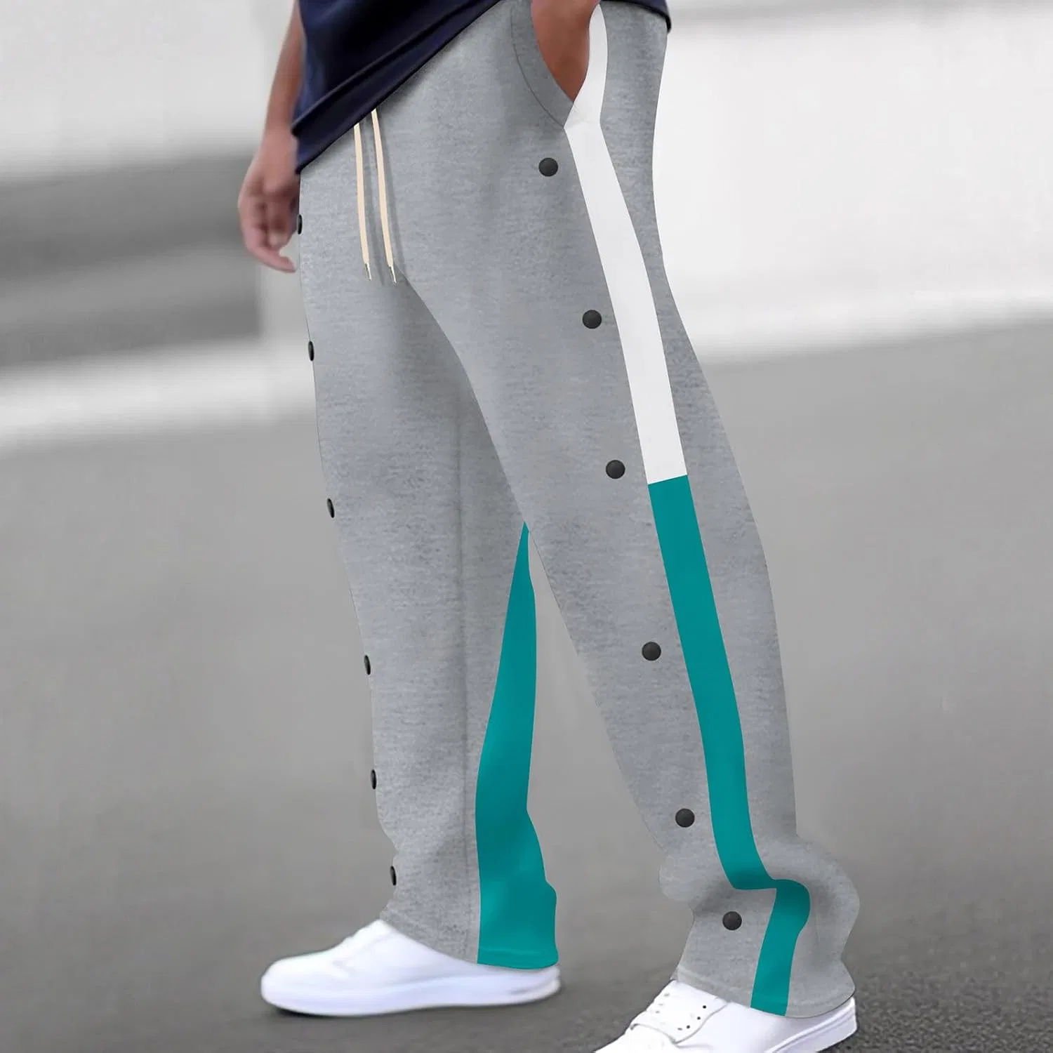 Мужские спортивные брюки с принтом, Tear Away Basketball Pants, серый — фото 2