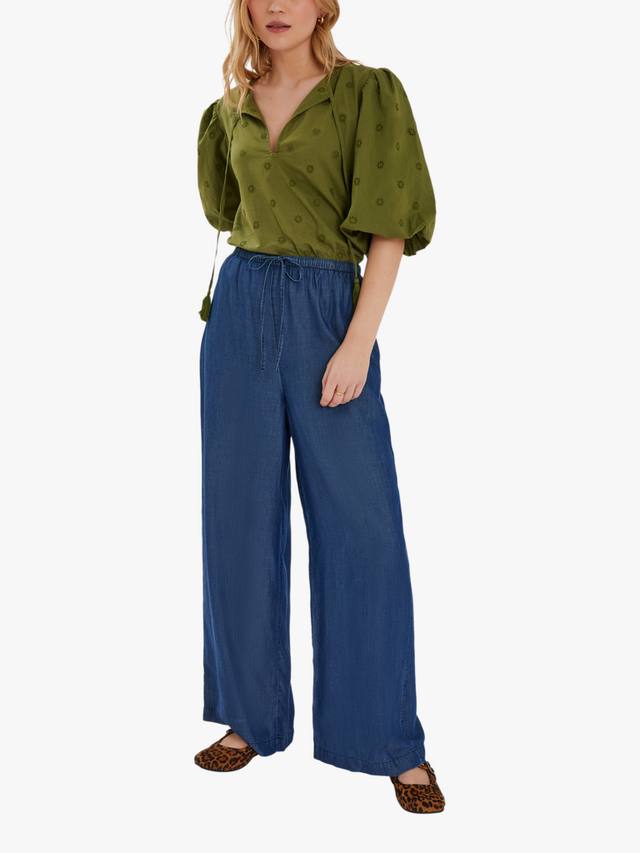 

Широкие брюки-клеш из шамбре Accessorize, Blue