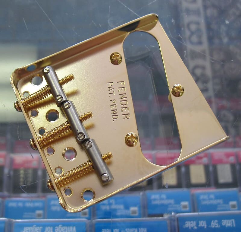 

Fender American Vintage 3-Saddle Telecaster Bridge Assembly Gold США 0990806200 Gold American Vintage Reissue AVRI Tele Bridge 099-0806-200