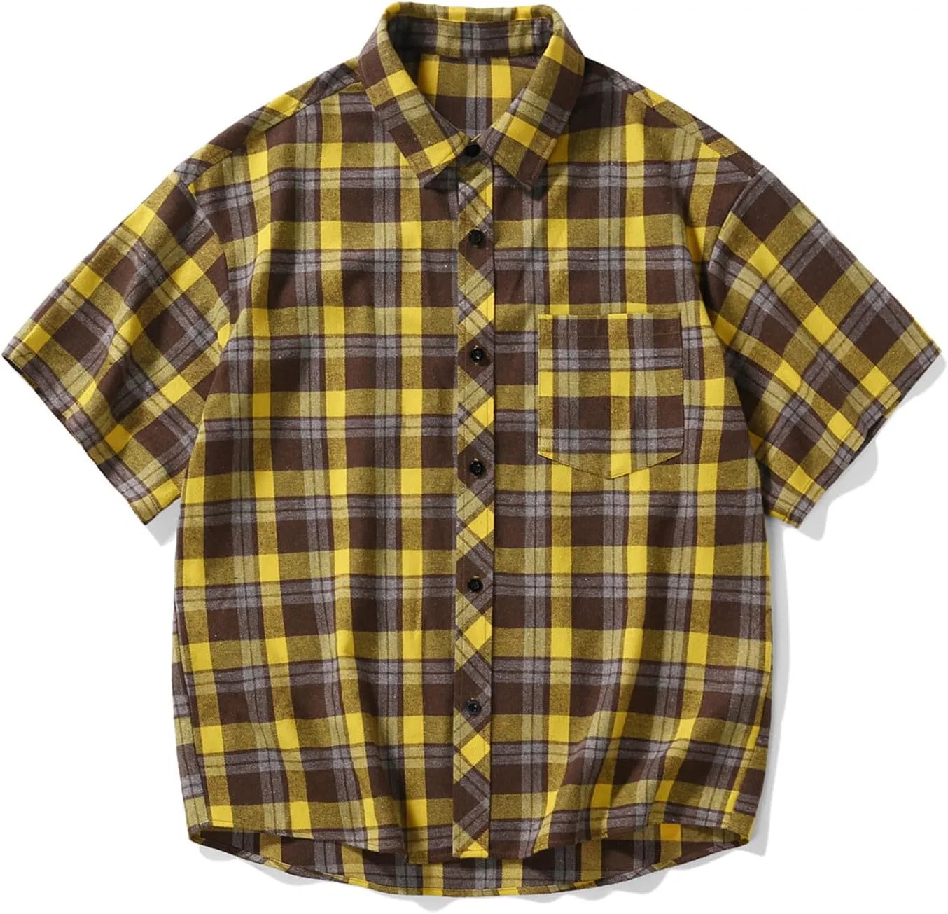 Мужская футболка с принтом в клетку, Cotton, Yellow