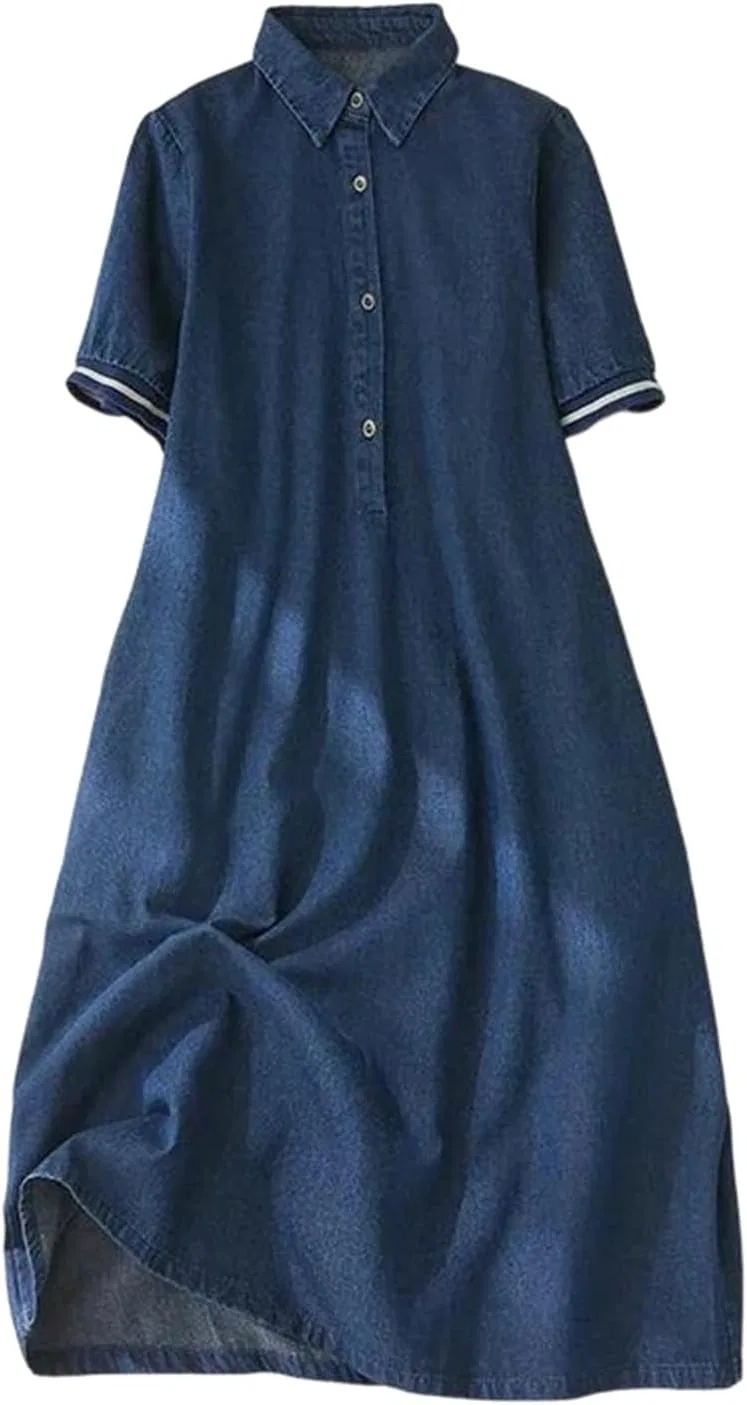 Женское джинсовое платье миди A-силуэта на молнии, 1956 Denim Blue