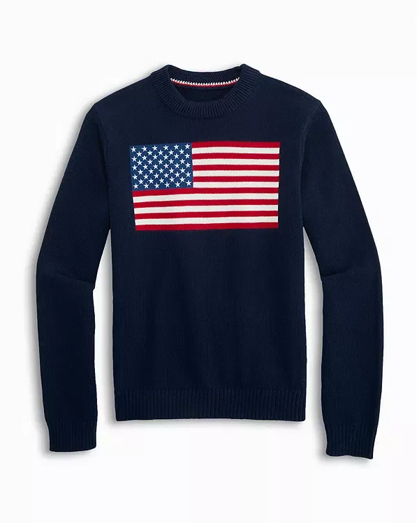 Детский свитер с длинным рукавом с принтом American Flag Crewneck Vineyard Vines, Nautical Navy