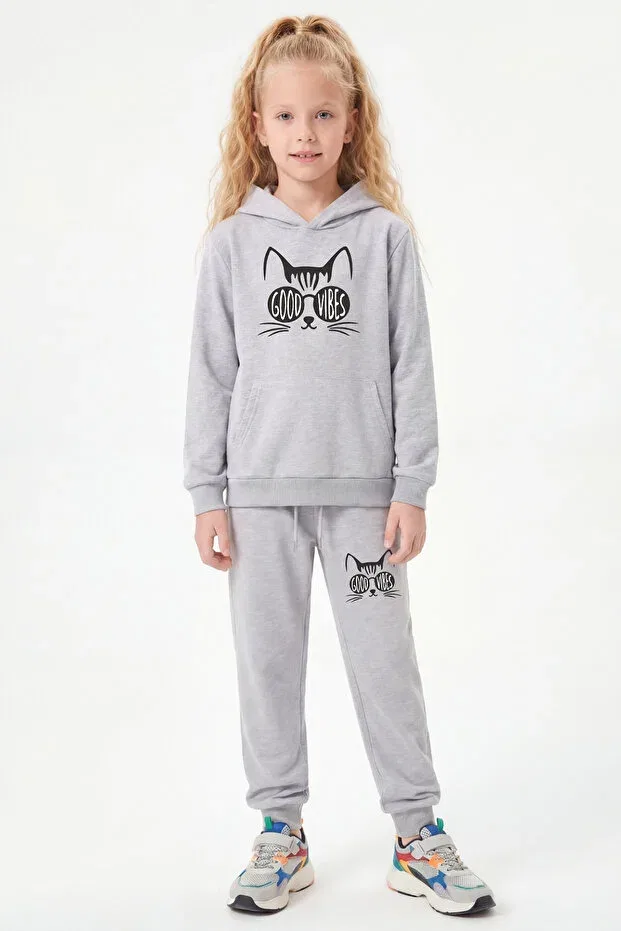Детский комплект спортивных костюмов для девочек с принтом Panios Kids, Black-Grey-Navy Blue — фото 3
