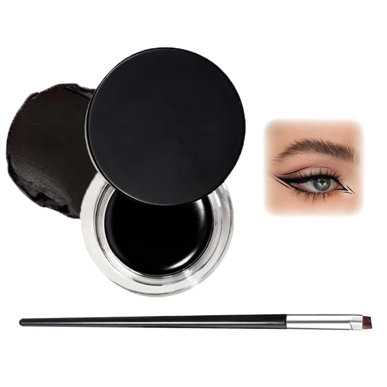 Гелевая подводка для глаз EONFAVE, черная, с кистью, 20 г, Black