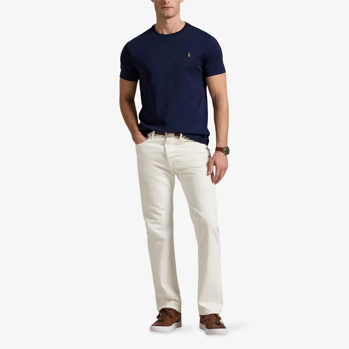 Футболка из хлопкового трикотажа с короткими рукавами и вышитым логотипом Polo Ralph Lauren — фото 2