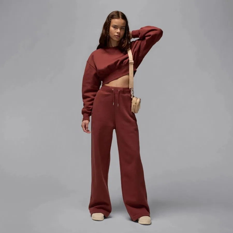 Женский свитшот-кроп оверсайз из флиса Jordan Flight Fleece Nike, Коричневый — фото 3