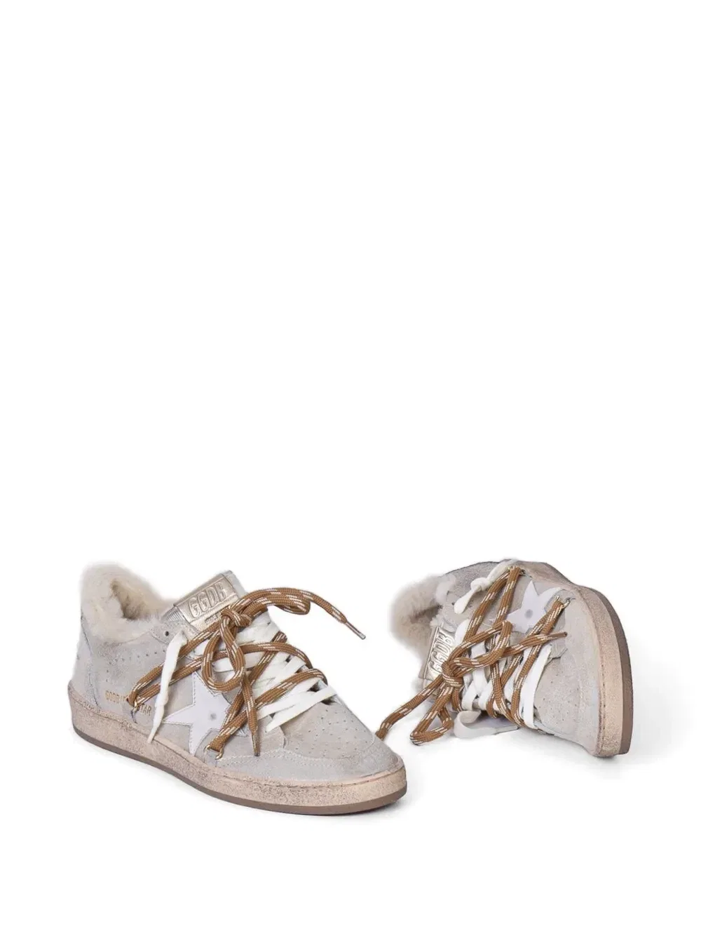 Кроссовки Ball Star с блестками GOLDEN GOOSE, бежевый — фото 2