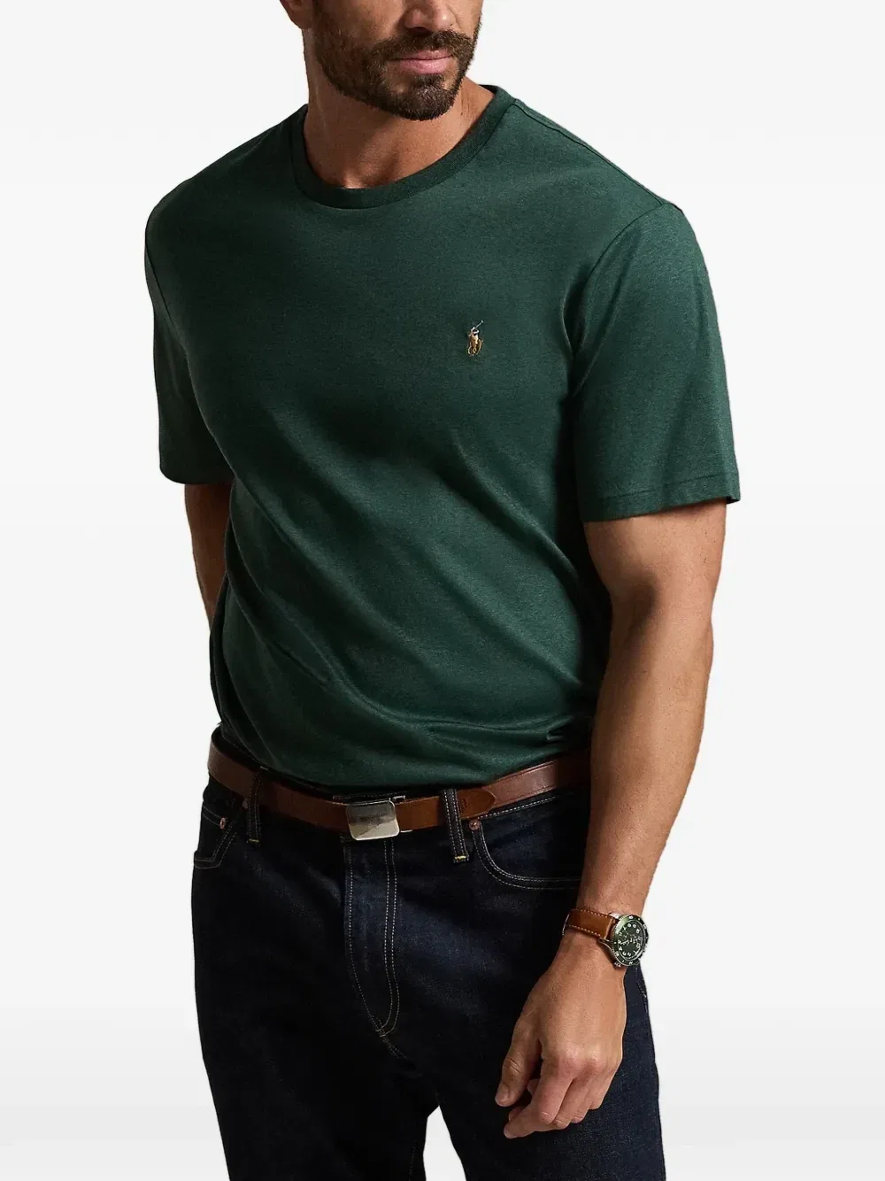 Футболка с круглым вырезом из мягкого хлопка POLO RALPH LAUREN, зеленый — фото 3
