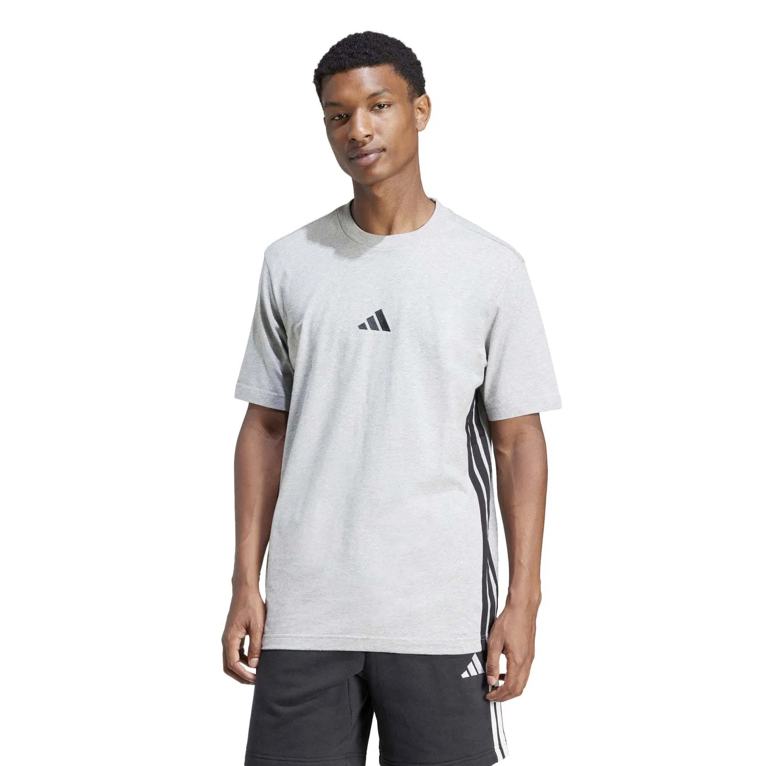 Мужская хлопковая футболка Adidas 3S Single Jersey Tee, Grau — фото 2