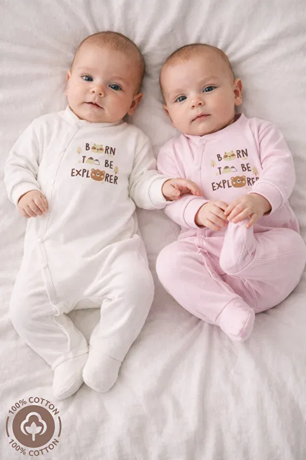 Детский комбинезон с принтом Unisex Born To Be Printed Miniel, Pink — фото 2