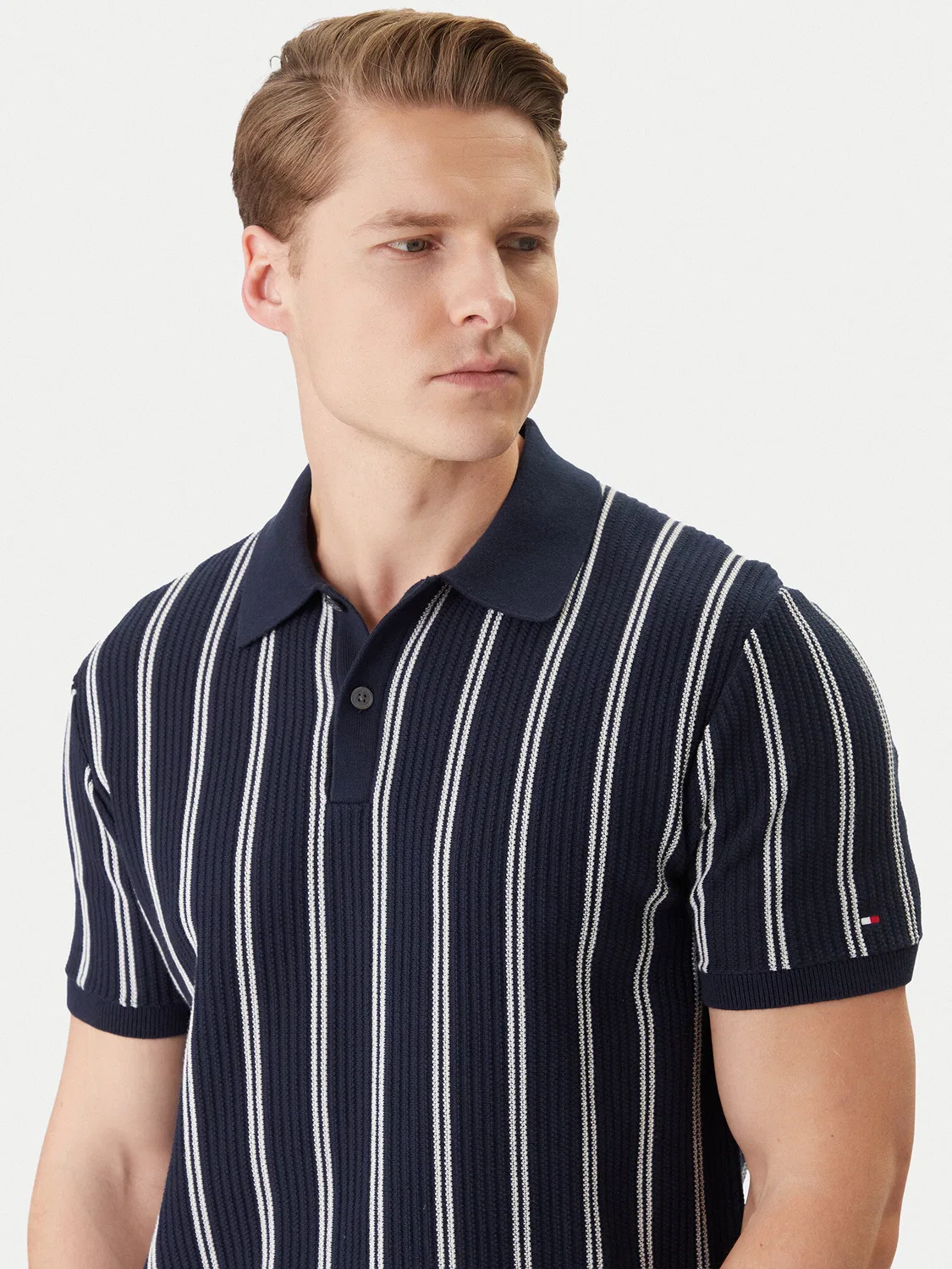 Мужское поло стандартного кроя Vertical Tommy Hilfiger, темно-синий — фото 4