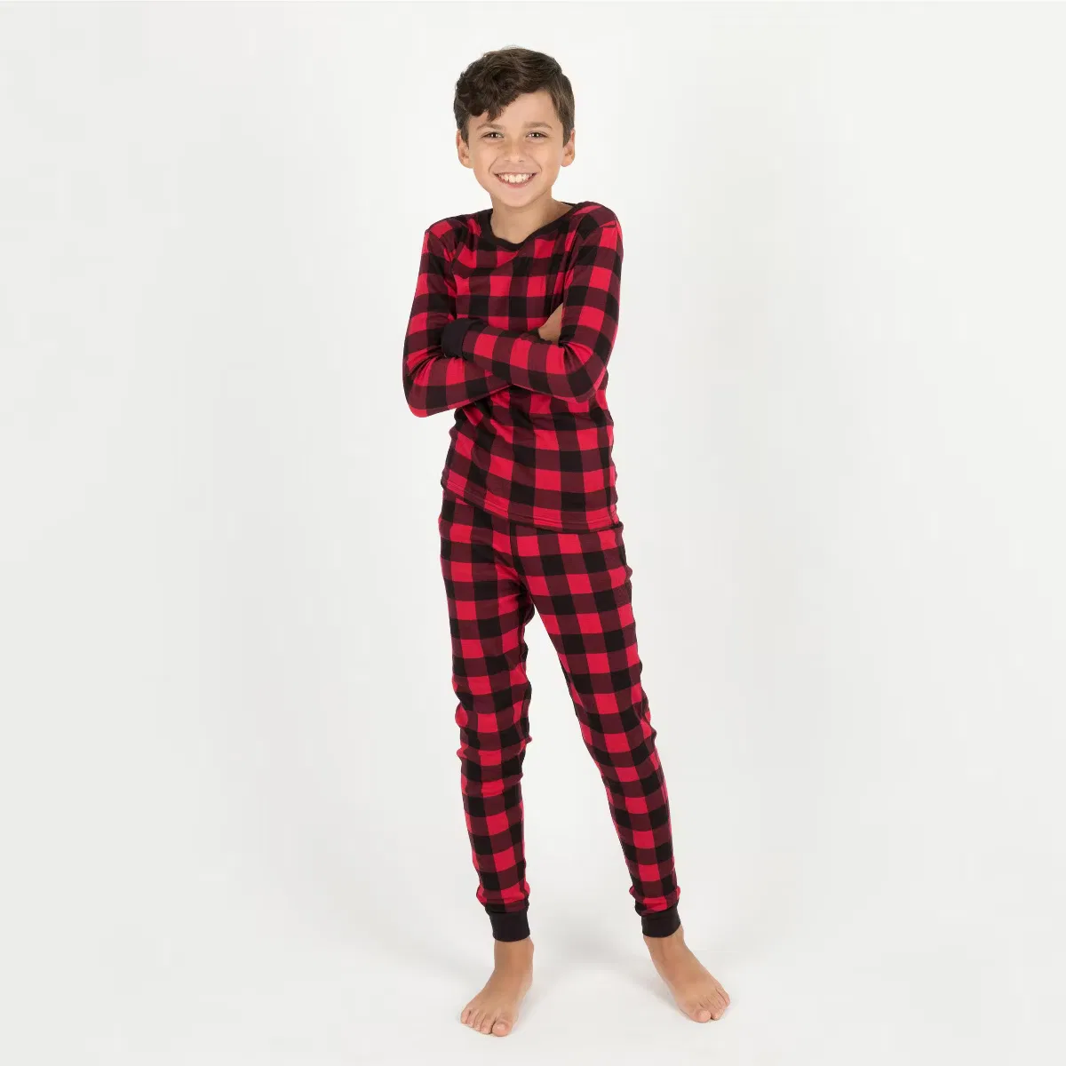 Пижама хлопковая комплект Leveret LEVERET, Plaid Black & Red