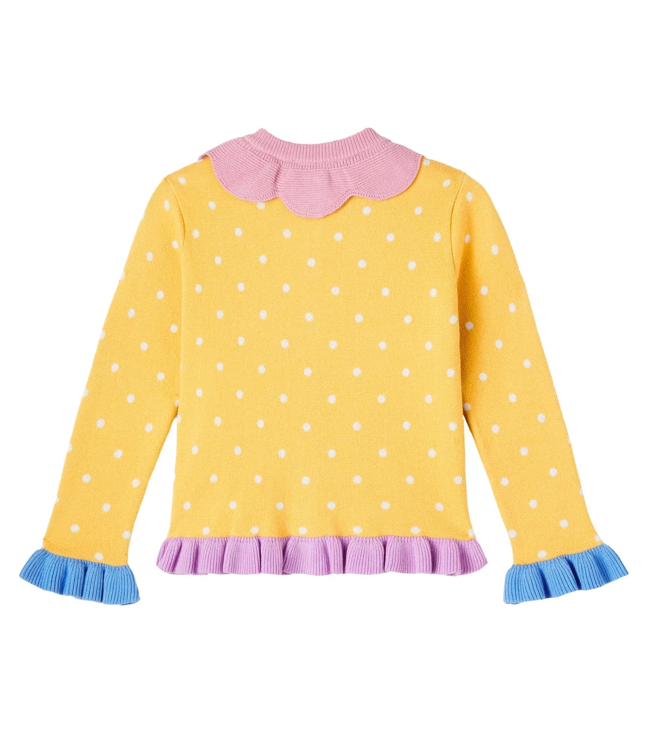 Кардиган хлопковый жаккардовый в горошек Stella Mccartney Kids, желтый — фото 3