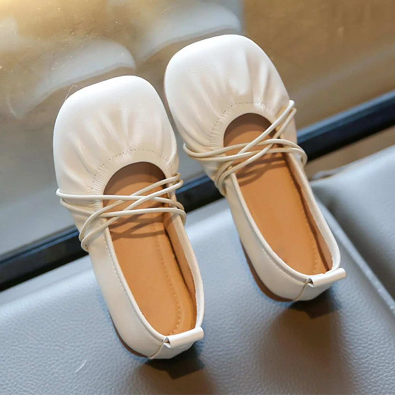 Детские балетки для девочек с завязками Princess Shoes, White — фото 3