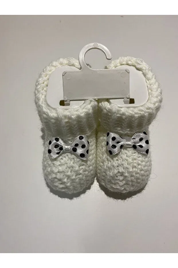 Детские пинетки для новорожденных вязаные Sırma Baby, White — фото 2