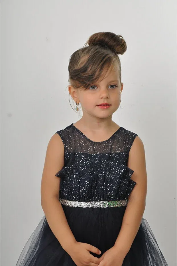 Детское платье для девочек с длинным рукавом Modest Filizdens Kids, Navy Blue — фото 2