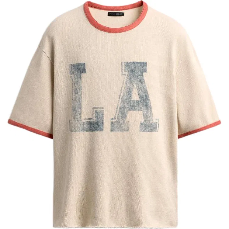 Мужская футболка с круглым вырезом Dark Beige ZARA