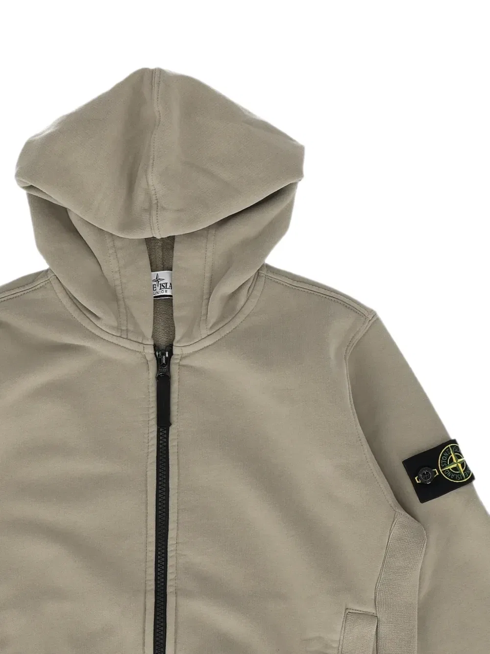 Худи на молнии с нашивкой-компасом Stone Island Junior, серый — фото 3