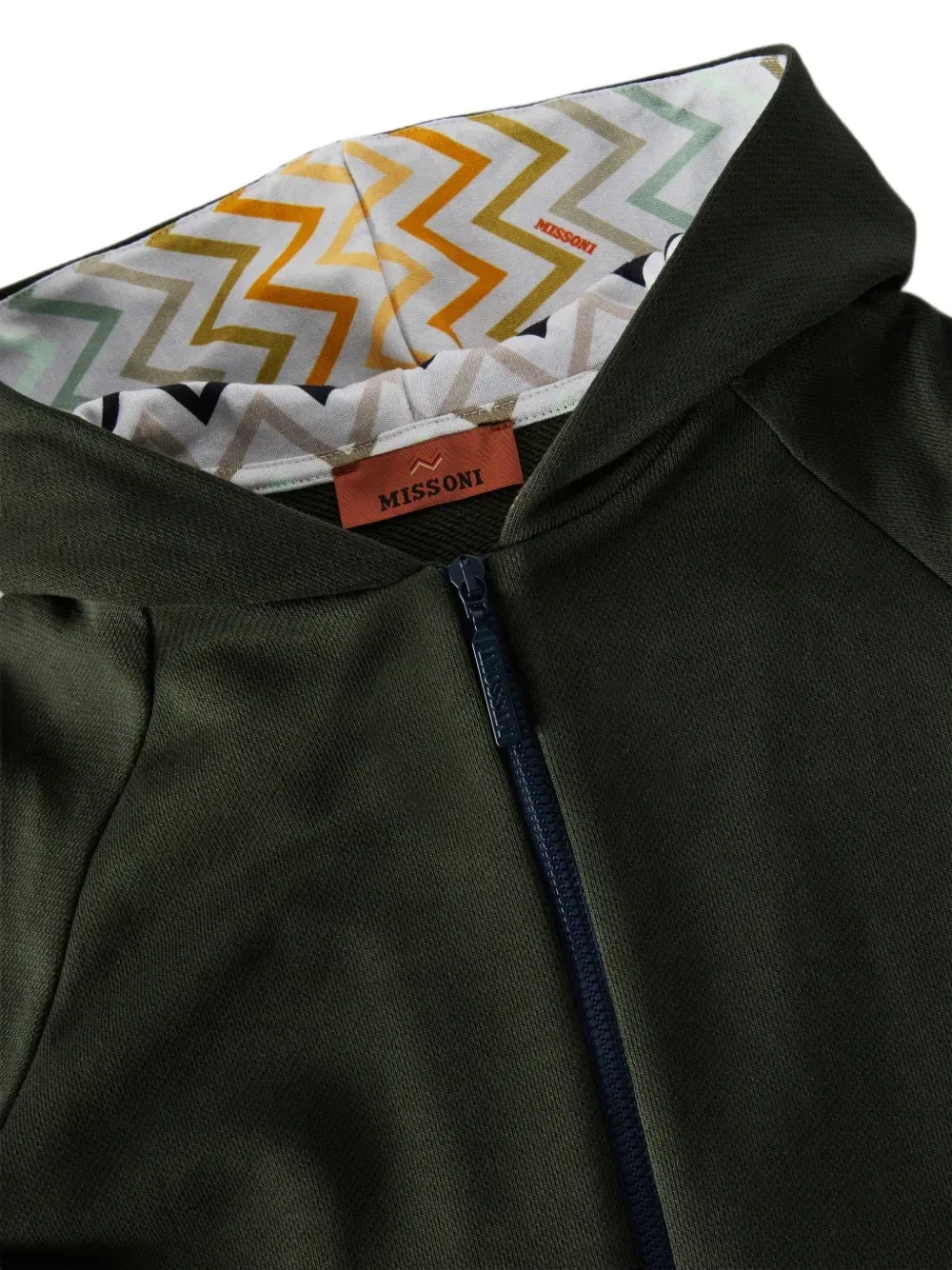 Толстовка на молнии с зигзагообразным принтом Missoni Kids, зеленый — фото 3