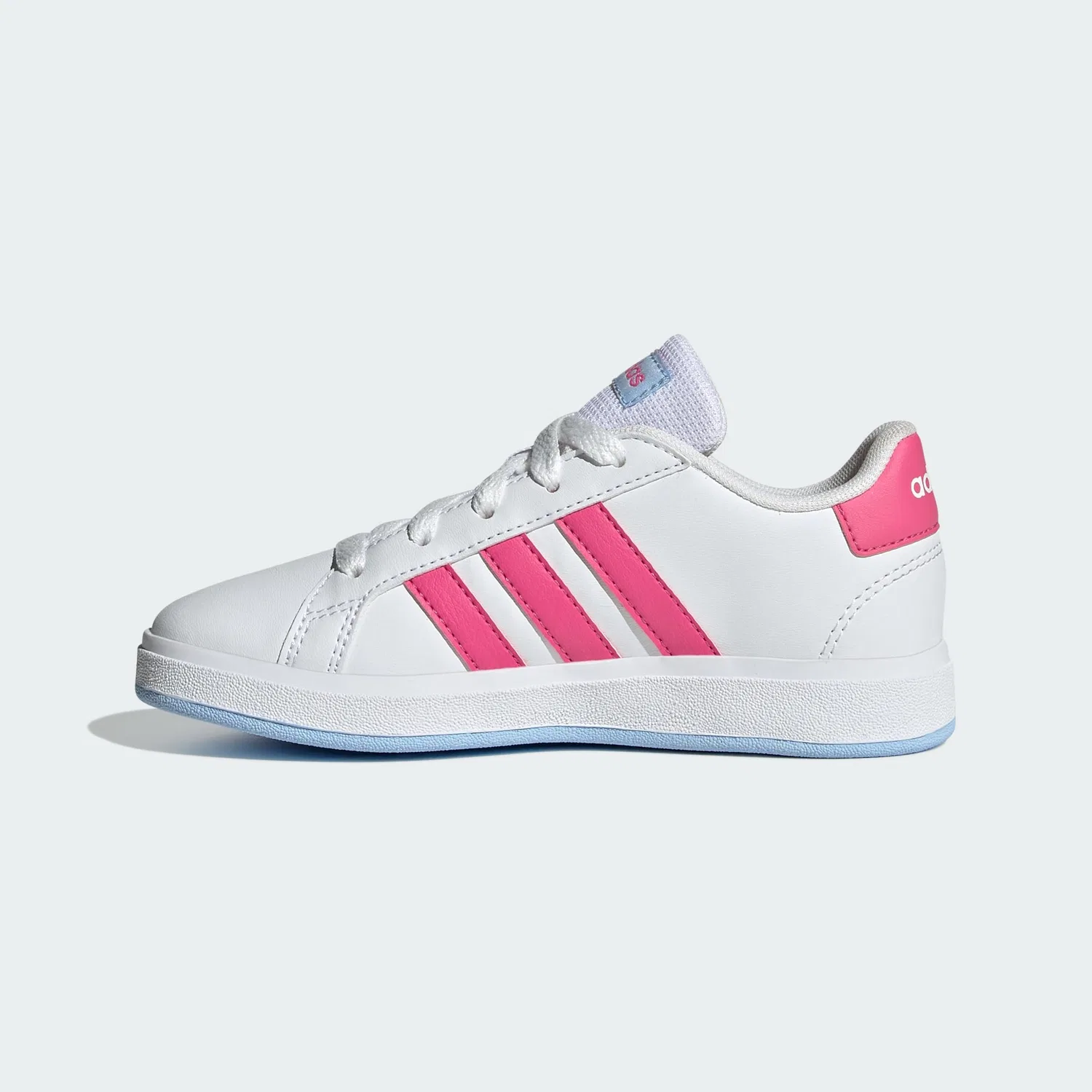 Детские кроссовки для мальчиков с полосками Grand Court Lifestyle Tennis Lace-up Adidas, Ftwr White Pulse Magenta Glow Blue — фото 2
