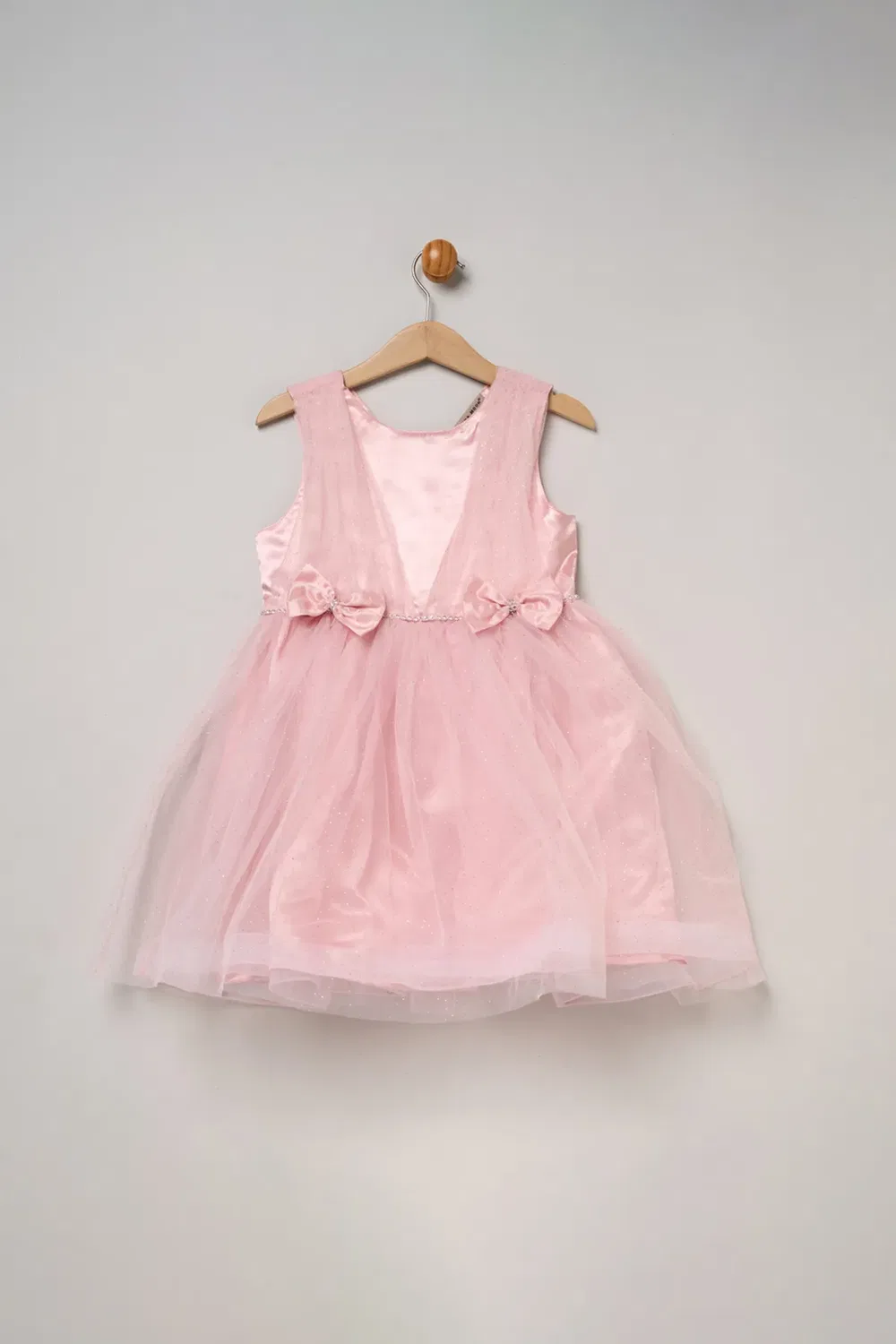 Платье из фатина со стразами и бантами Miss, Pink