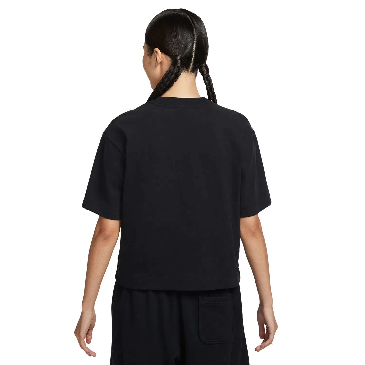Женская футболка Sportswear Oversized Short Sleeve T-Shirt Asia Sizing 'Black' Nike, Black/White — фото 2