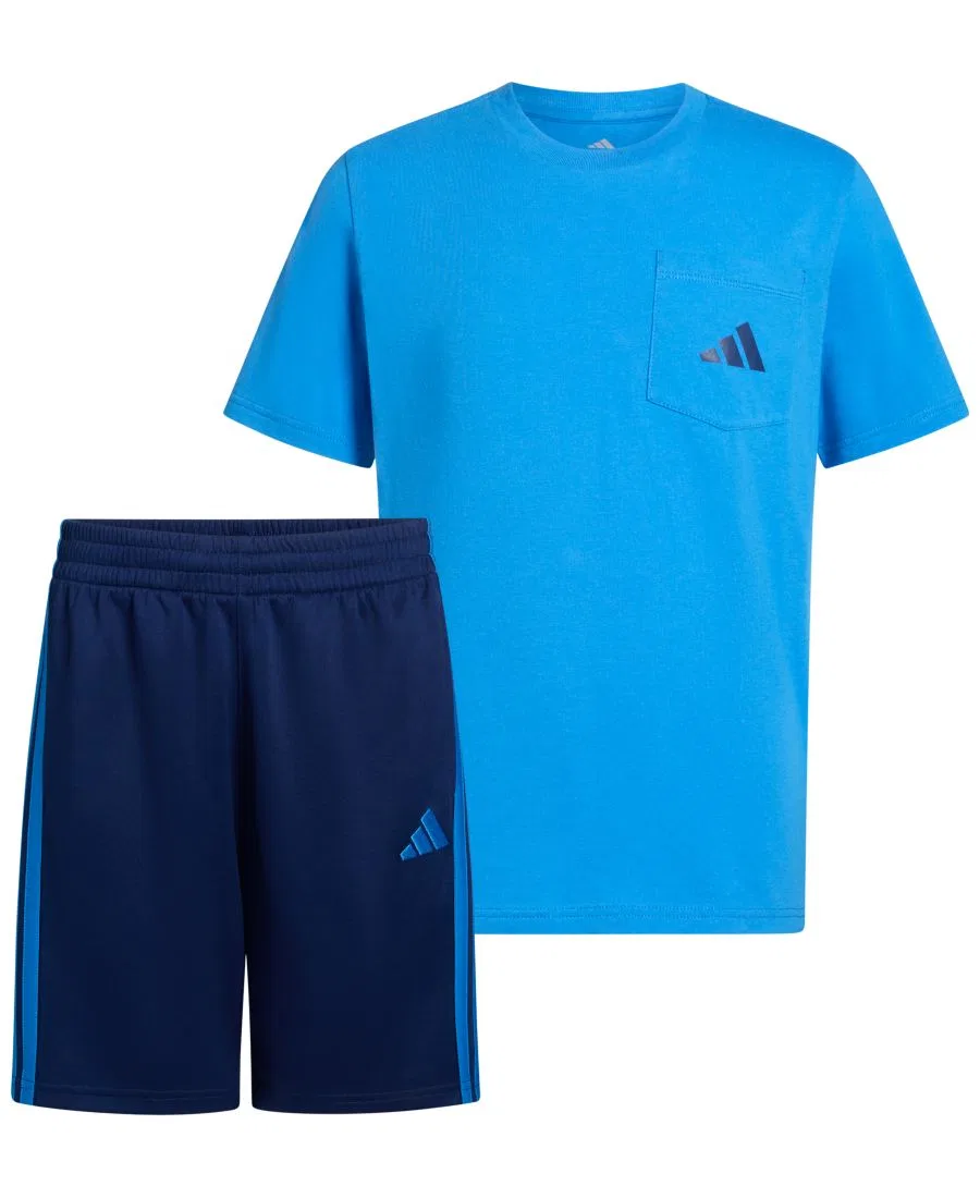Комплект из футболки и шорт с принтом adidas, Ray Blue