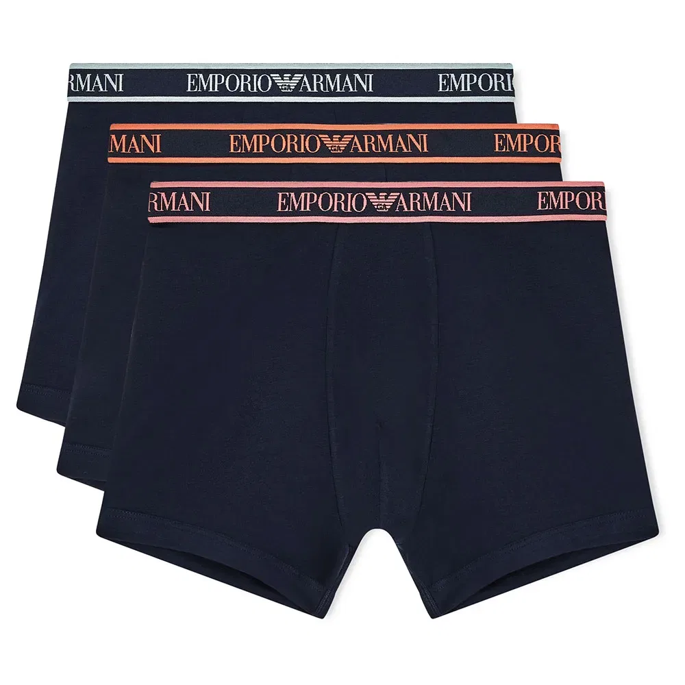 Мужские трусы-боксеры с хлопком и эластаном 3 Pack Bottom Core Logobanda Emporio armani, Black
