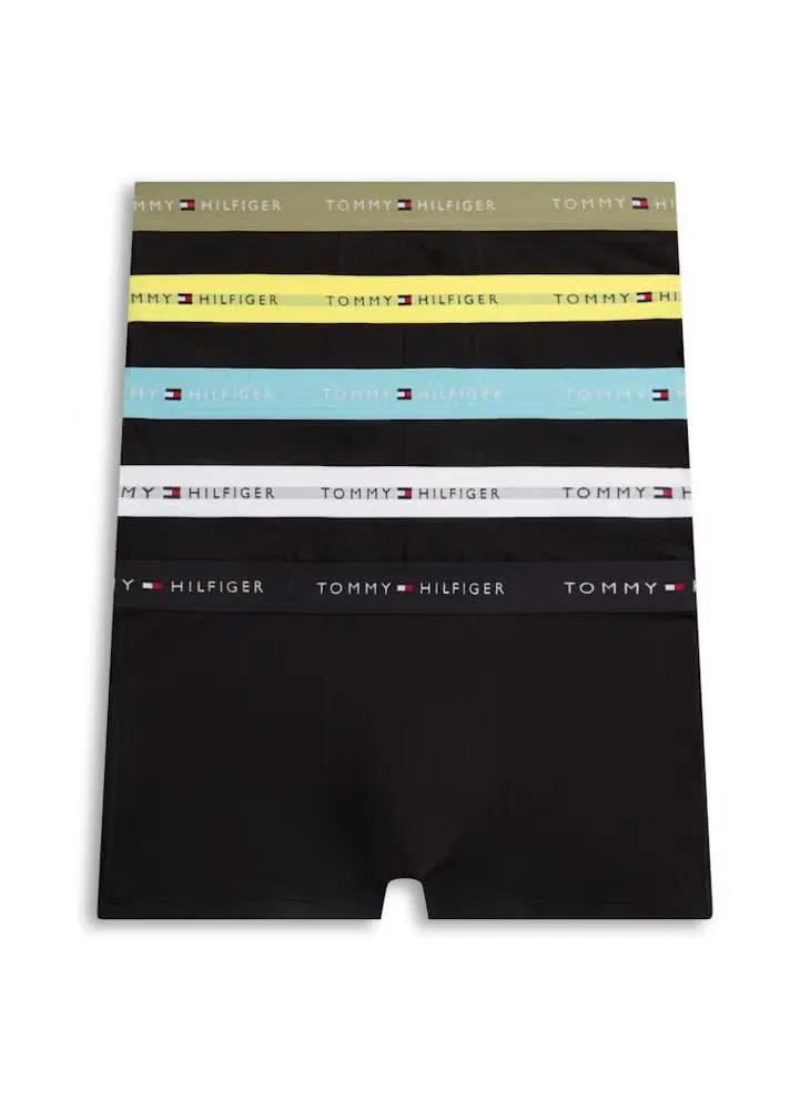 Трусы-боксеры с логотипом на поясе, комплект из 5 штук, 5-Pack signature repeat logo waistband, Tommy Hilfiger, серый